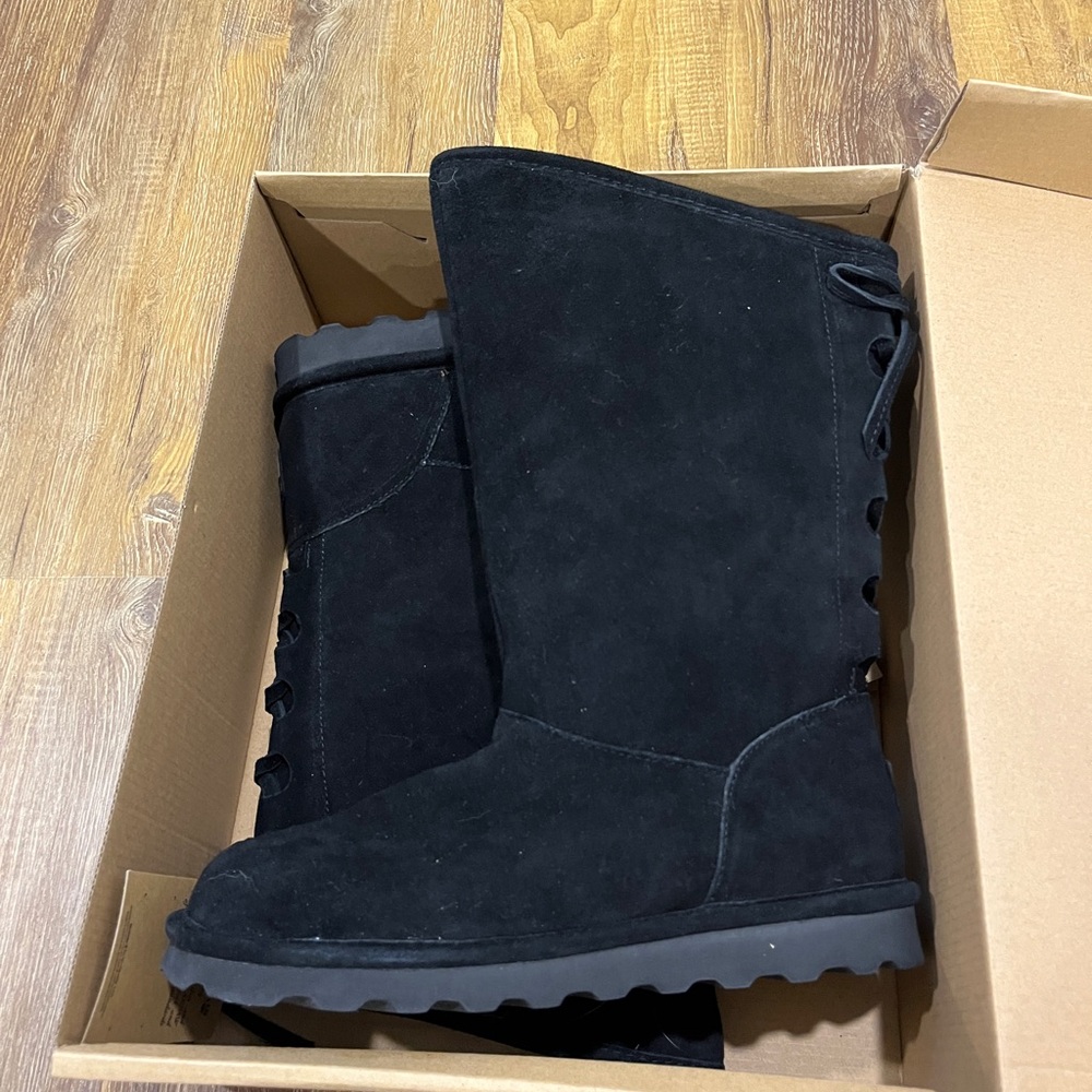 BearPaw Black Suede Winter Boots